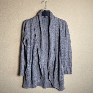 Barefoot Dreams Womens Medium Gray Cozychic Lite Open Cardigan Shawl Pockets